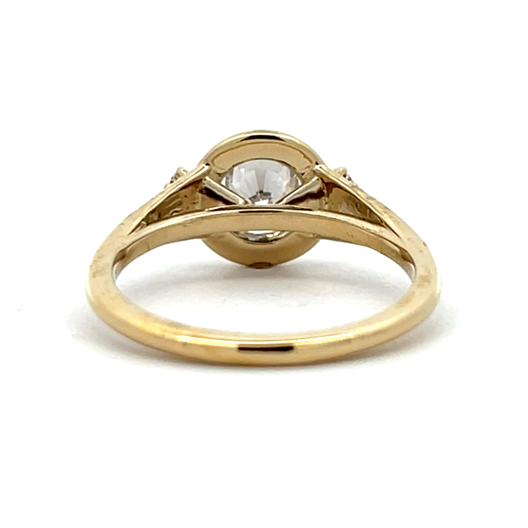 1 ct round diamond milgrain bezel engagement ring - Valentshop Jewelry