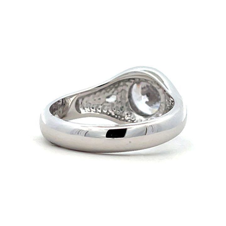 1 3/4 ctw round diamond 3-stone signet bezel engagement ring - Valentshop Jewelry