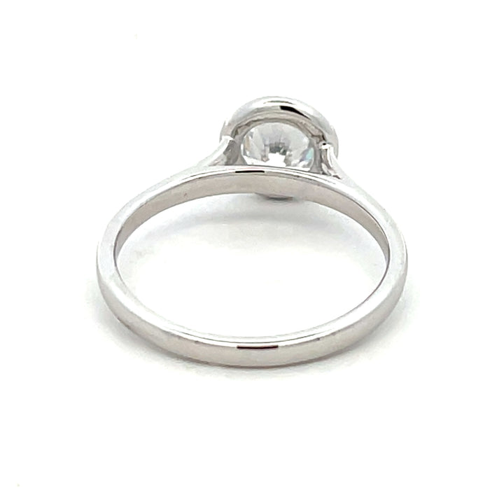 1 ct round diamond bezel cathedral solitaire engagement ring - Valentshop Jewelry