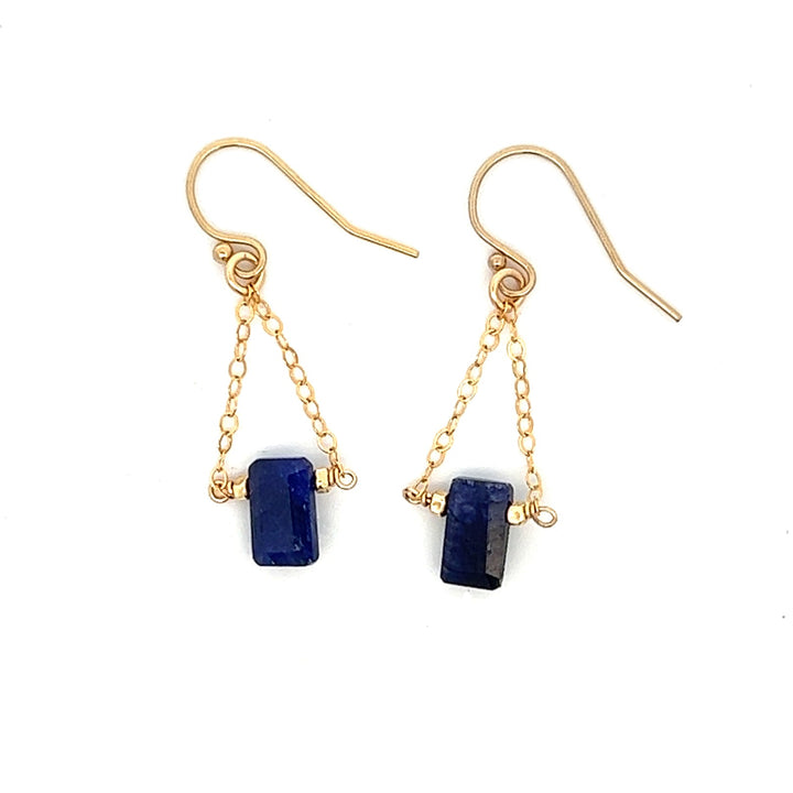silk road - sapphire baguette trapeze earrings - valentshop.com