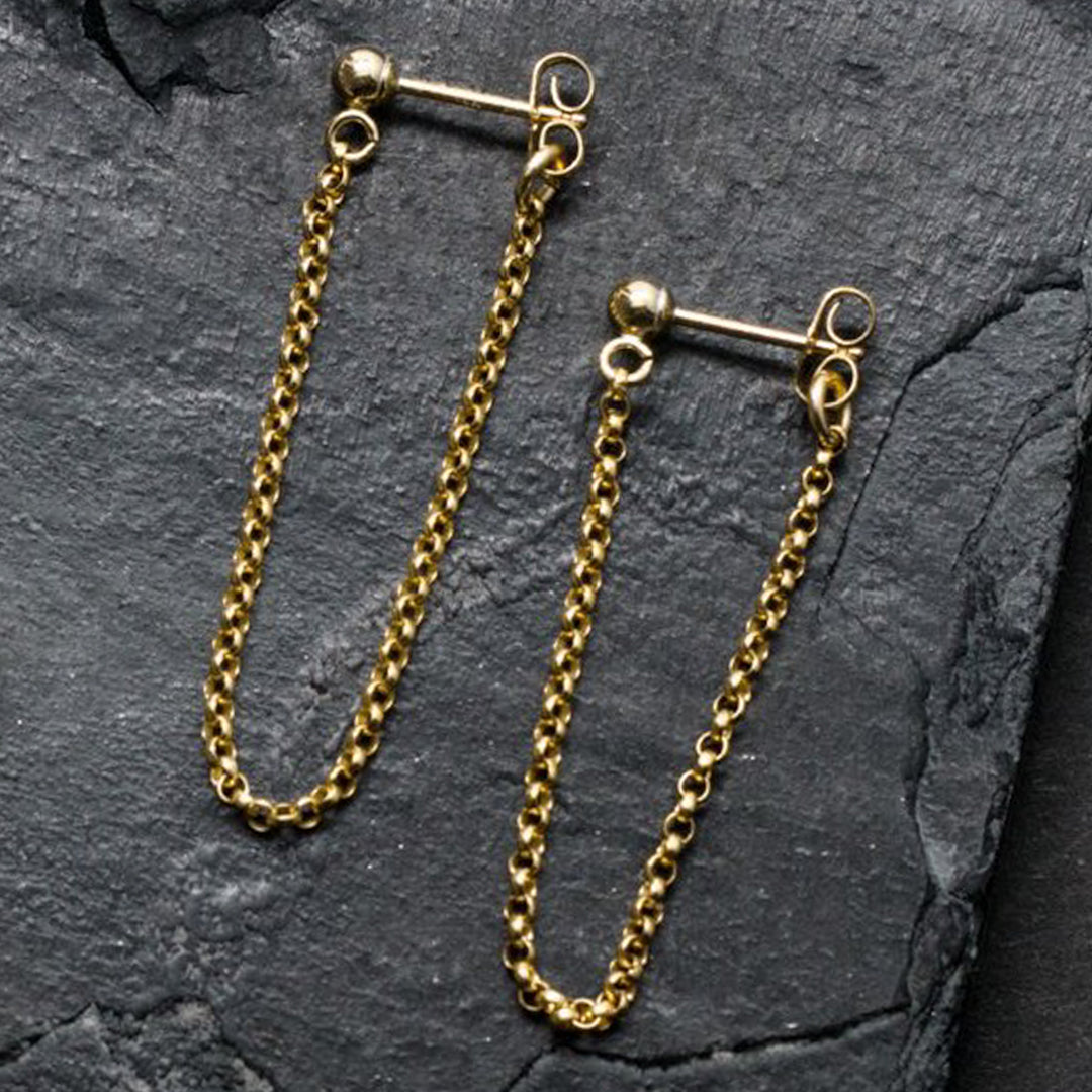 "front-to-back" chain earrings - round link - valentshop.com