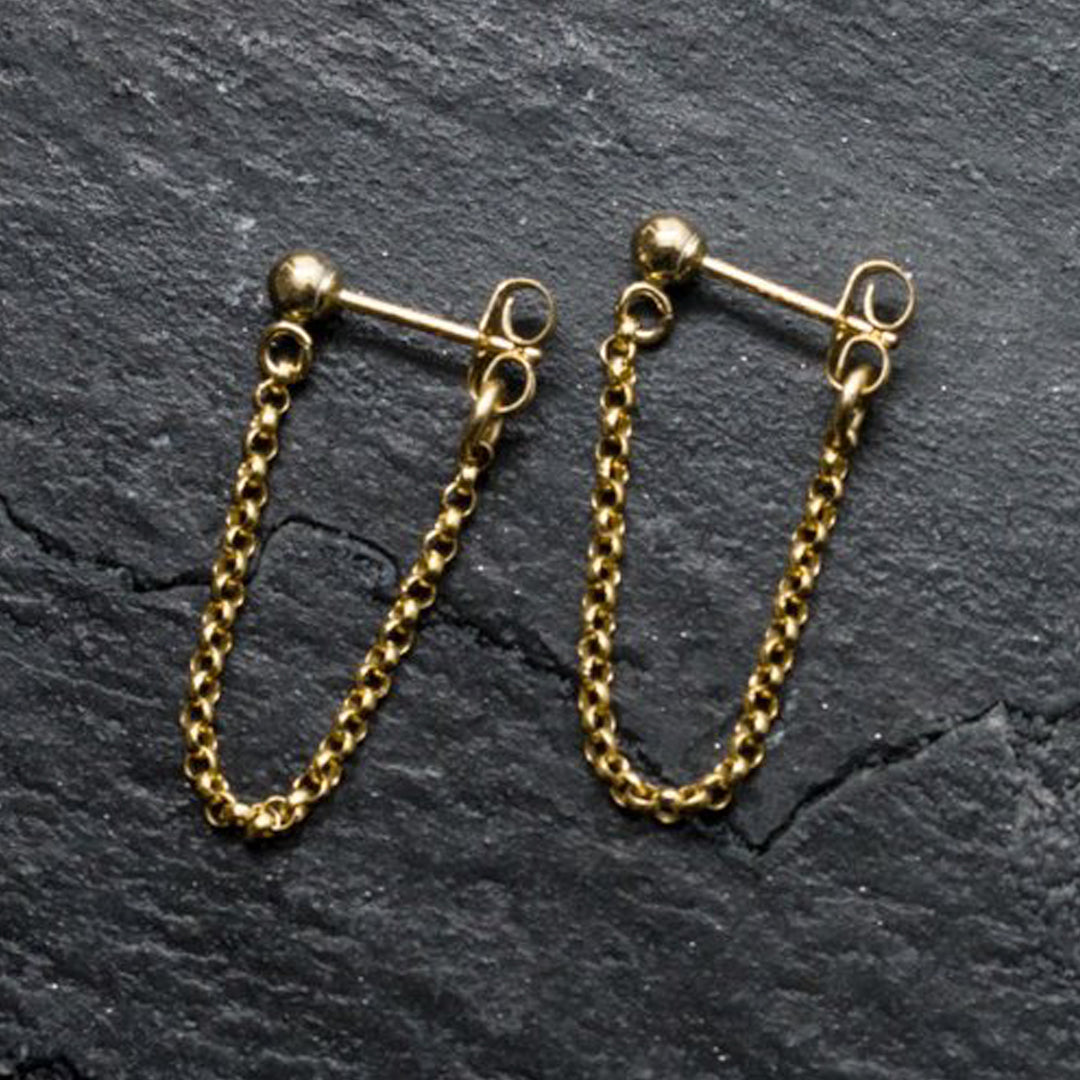 "front-to-back" chain earrings - round link - valentshop.com