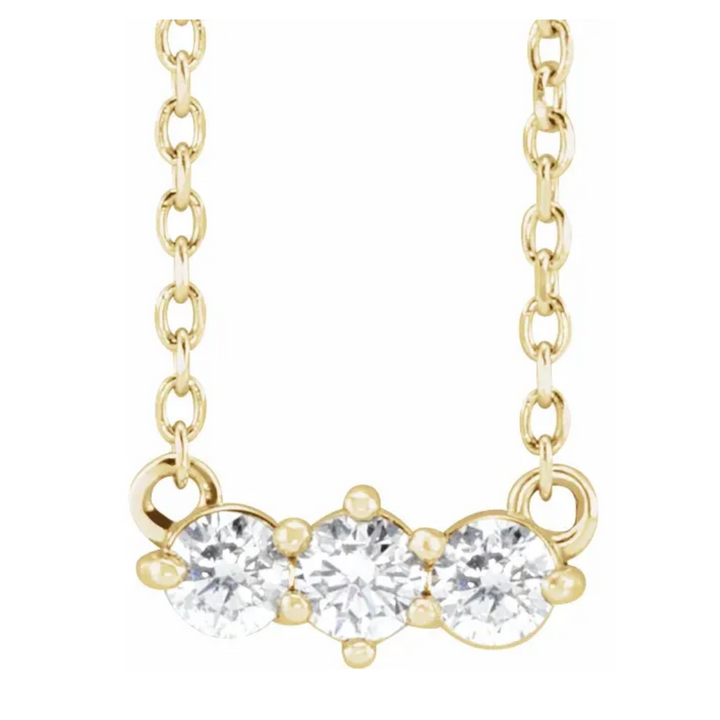 14K solid gold diamond triplet necklace - valentshop.com