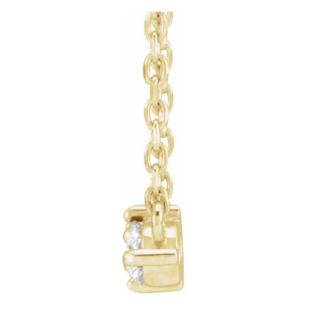 14K solid gold diamond triplet necklace - valentshop.com