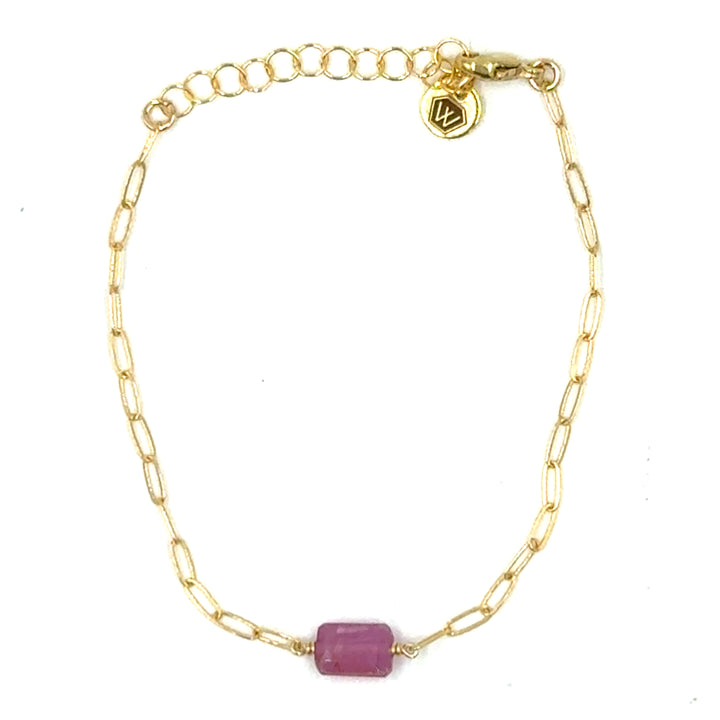 pink tourmaline paperclip chain bracelet - Valentshop Jewelry