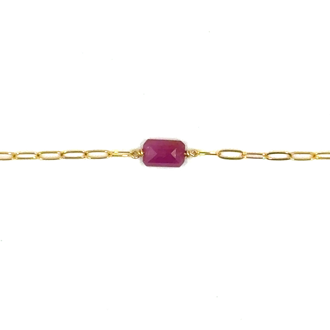 pink tourmaline paperclip chain necklace - Valentshop Jewelry