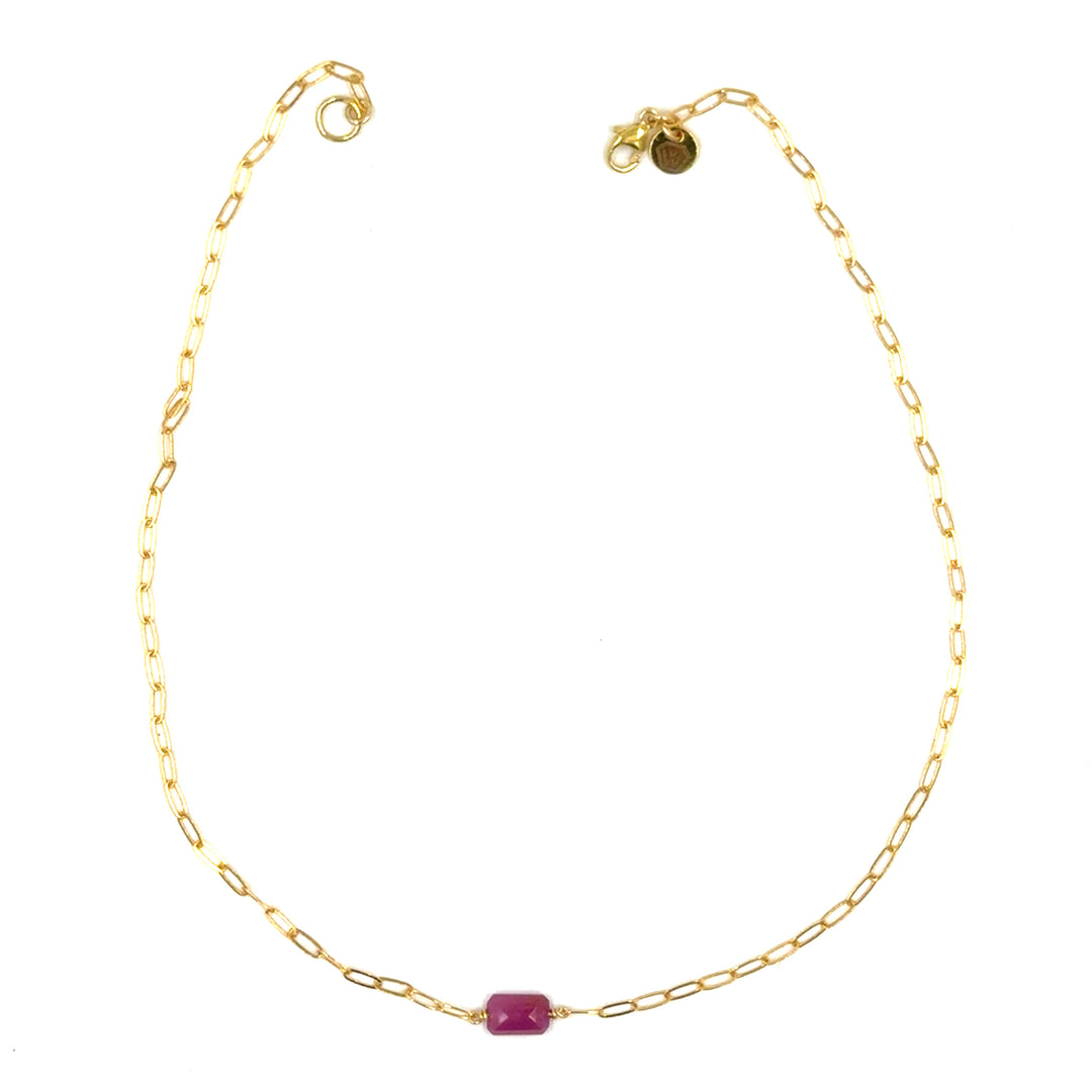 pink tourmaline paperclip chain necklace - Valentshop Jewelry