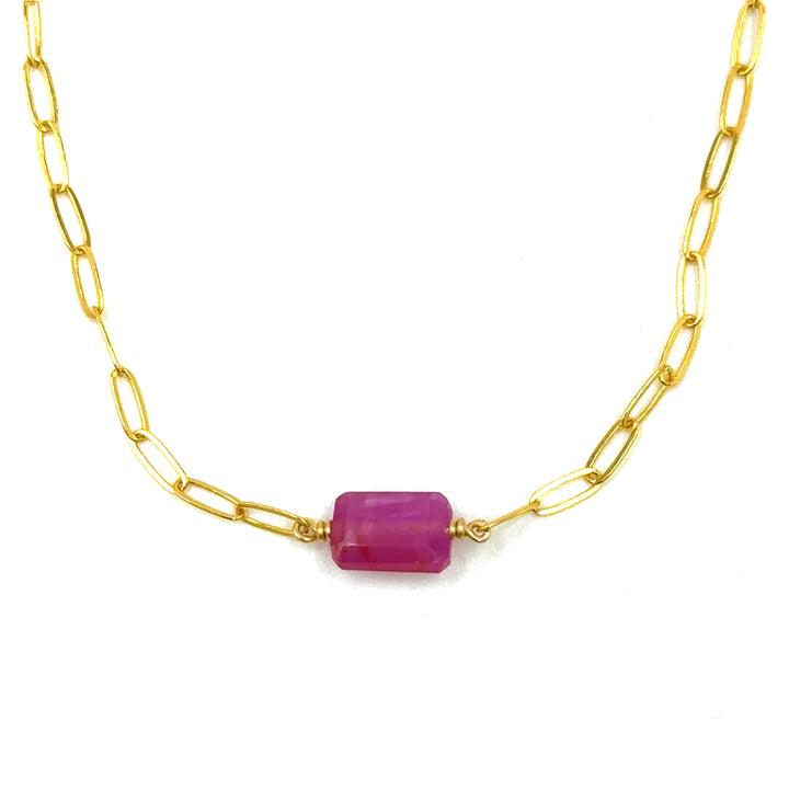 pink tourmaline paperclip chain bracelet - Valentshop Jewelry