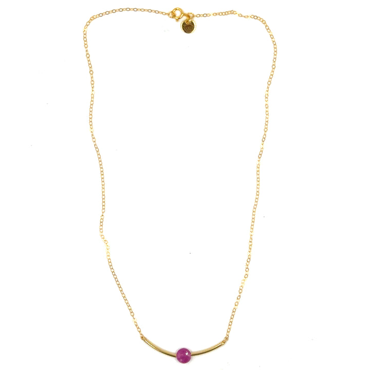 pink tourmaline curved bar necklace - Valentshop Jewelry