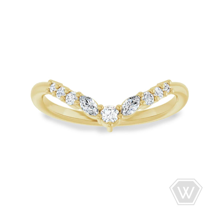 v-shaped contour diamond band - valentshop.com
