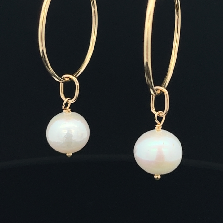 van luna - akoya pearl classic gold hoops - valentshop.com