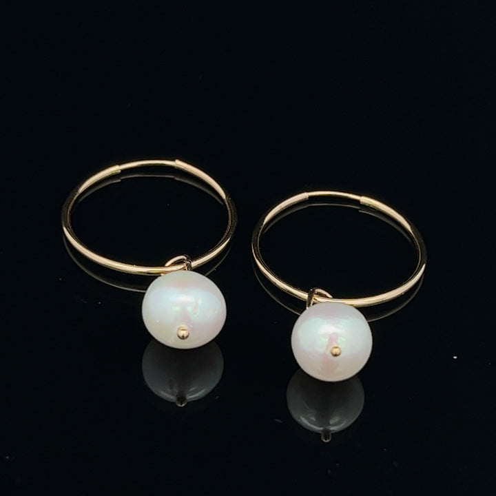 van luna - akoya pearl classic gold hoops - valentshop.com