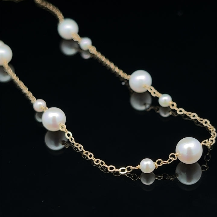 van luna - big & small akoya pearl station necklace - valentshop.com