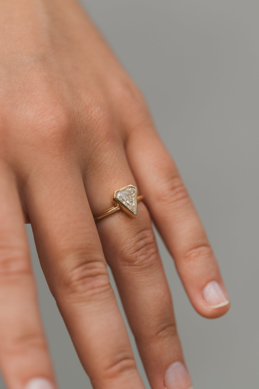 1.37 ct kite diamond full-bezel engagement - Valentshop Jewelry