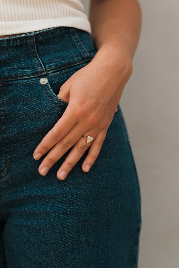 1.37 ct kite diamond full-bezel engagement - Valentshop Jewelry