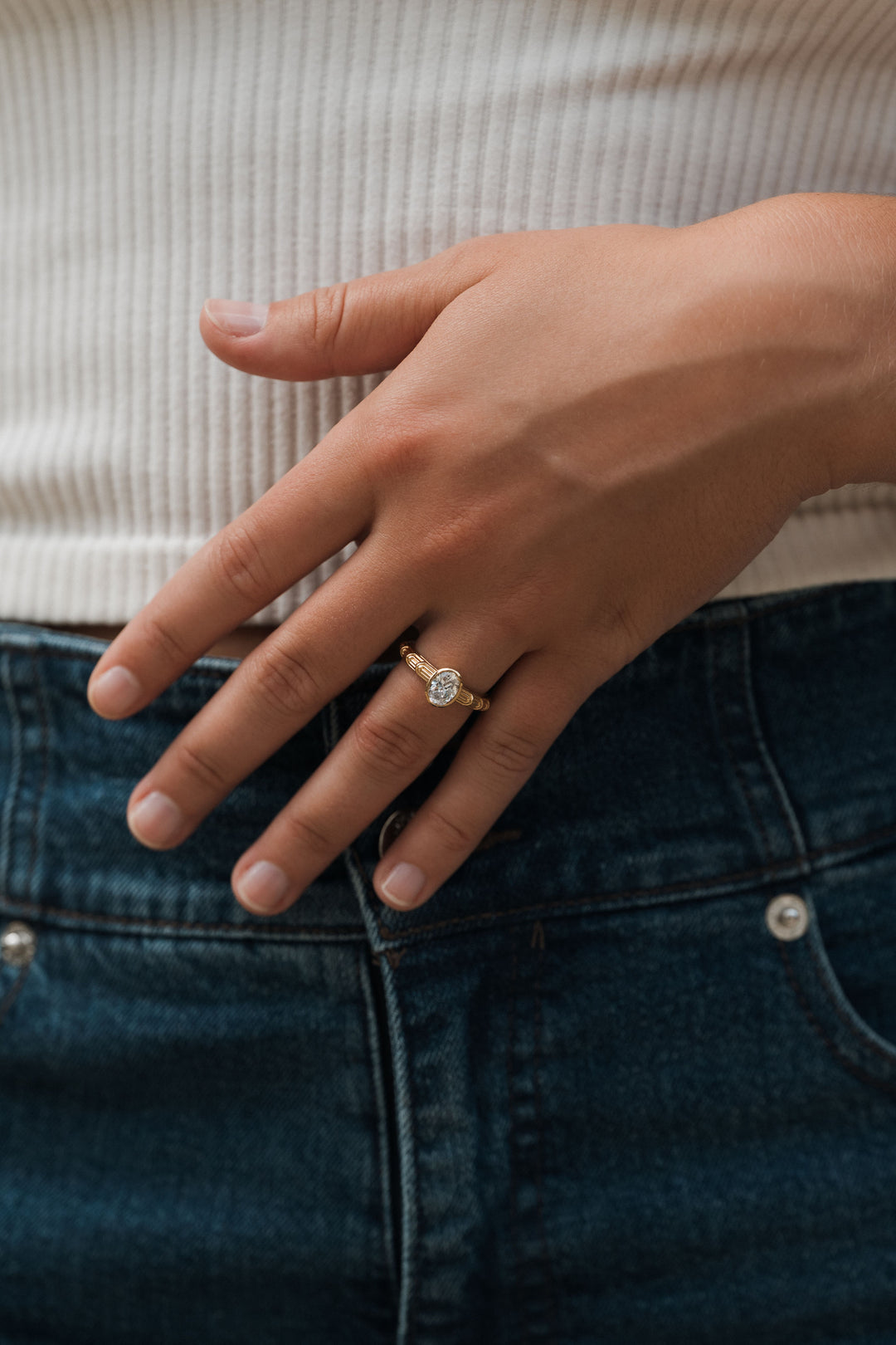 1 ct oval diamond deco bezel engagement ring - Valentshop Jewelry