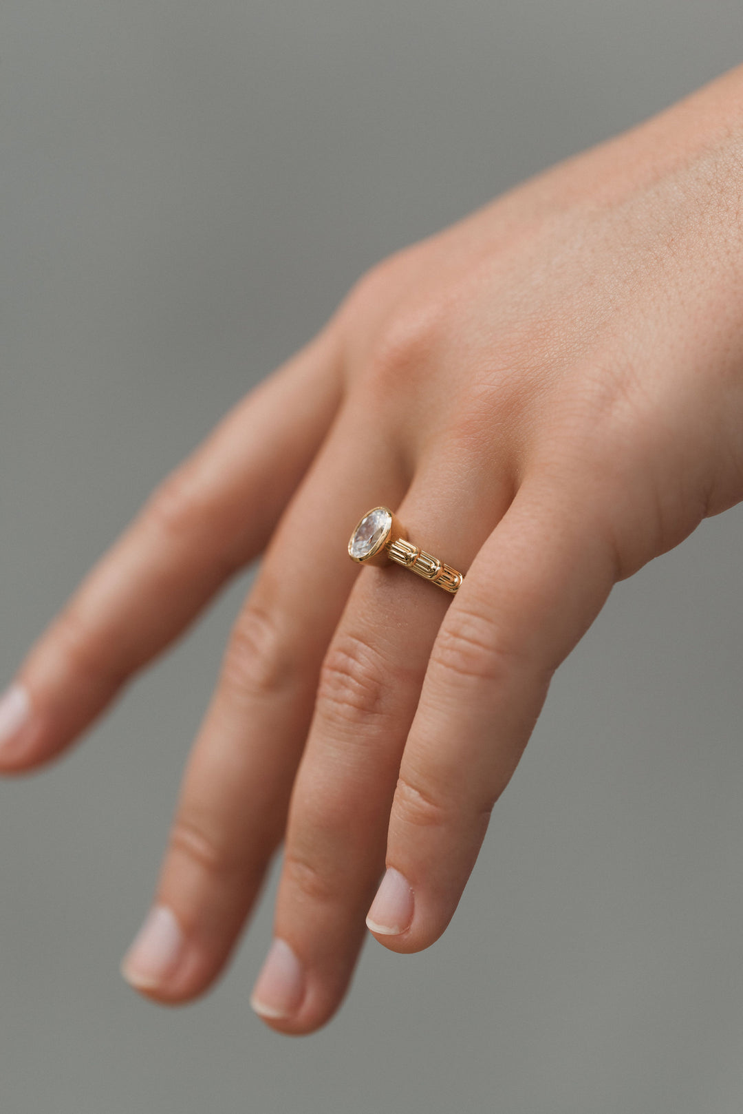 1 ct oval diamond deco bezel engagement ring - Valentshop Jewelry