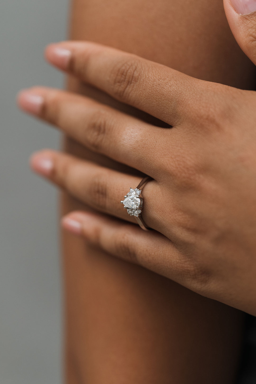 1 5/8 ctw pear diamond engagement ring with diamond accents - Valentshop Jewelry