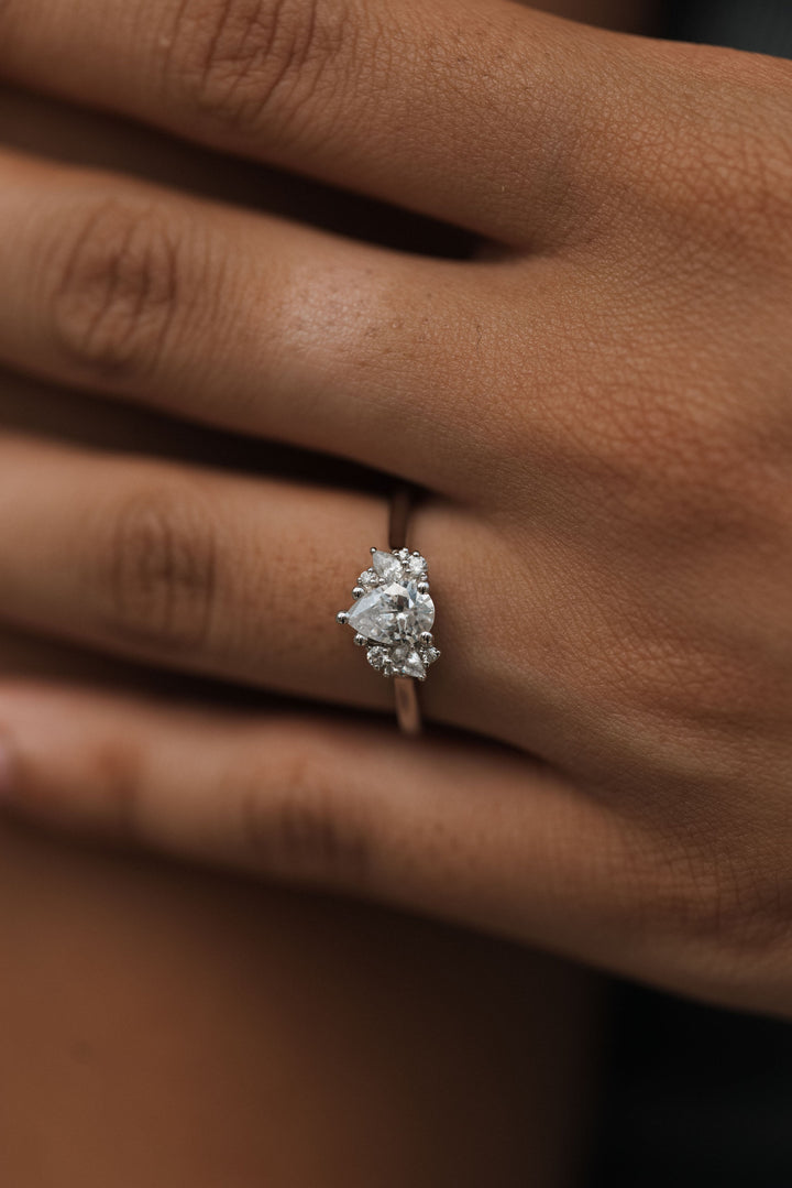 1 5/8 ctw pear diamond engagement ring with diamond accents - Valentshop Jewelry