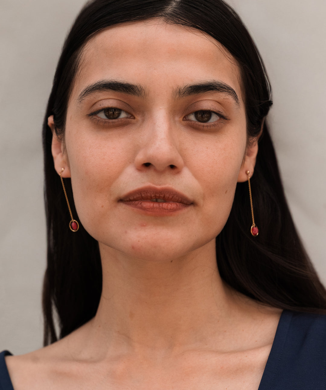 halo birthstone chain drop earrings - Valentshop Jewelry