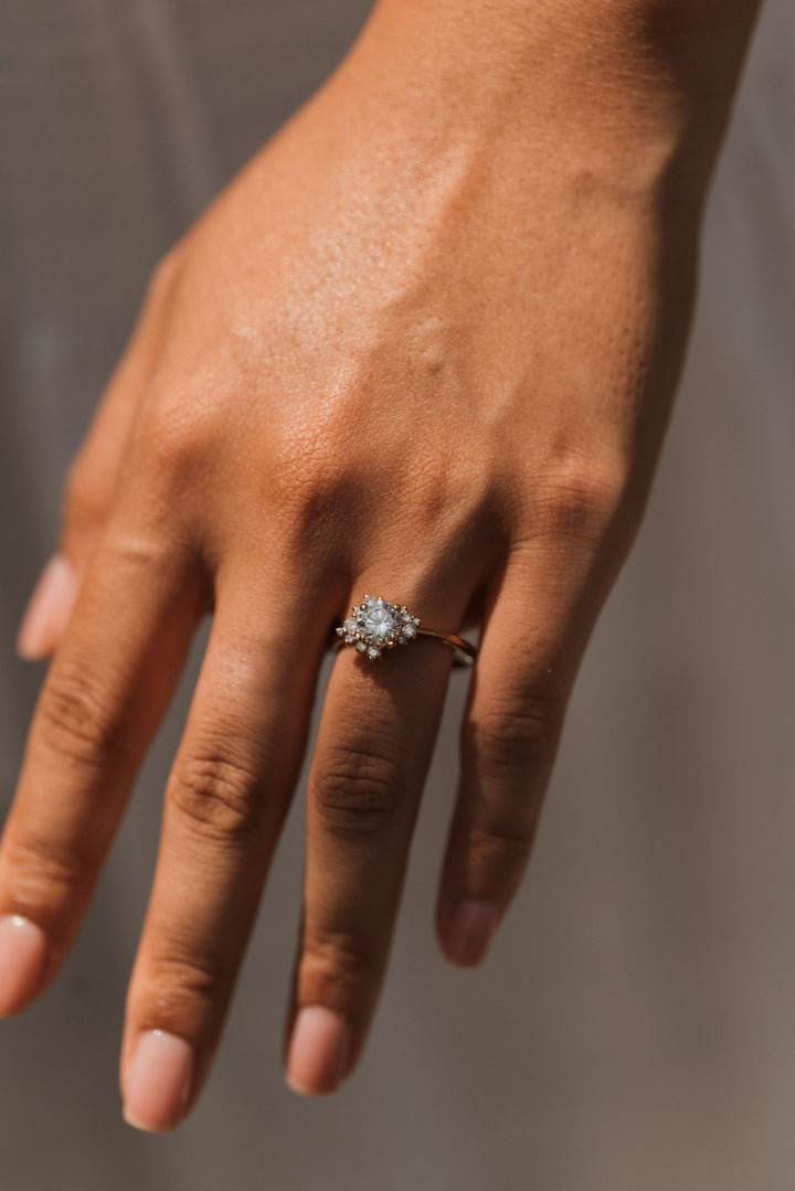 1 1/3 ctw celestial diamond halo engagement ring - Valentshop Jewelry