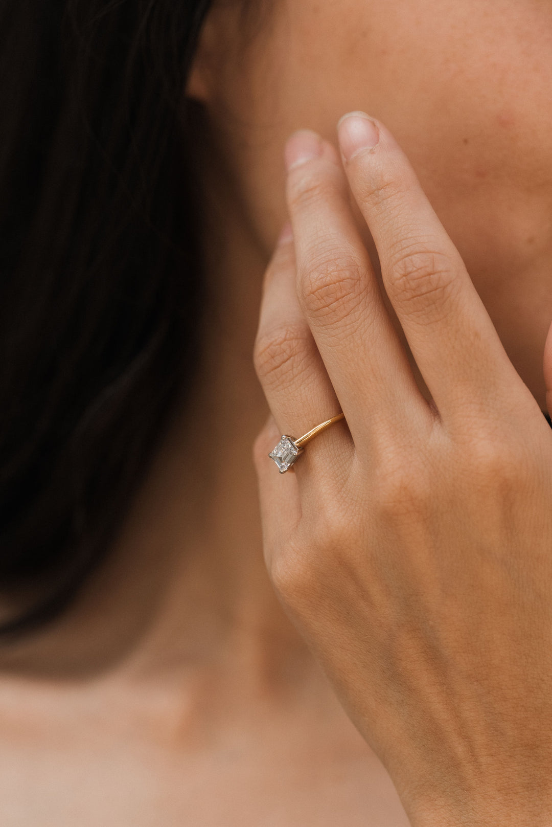 1 ctw east-west emerald-cut diamond engagement ring - Valentshop Jewelry