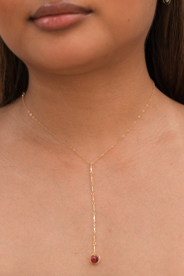 halo birthstone Y-necklace - Valentshop Jewelry