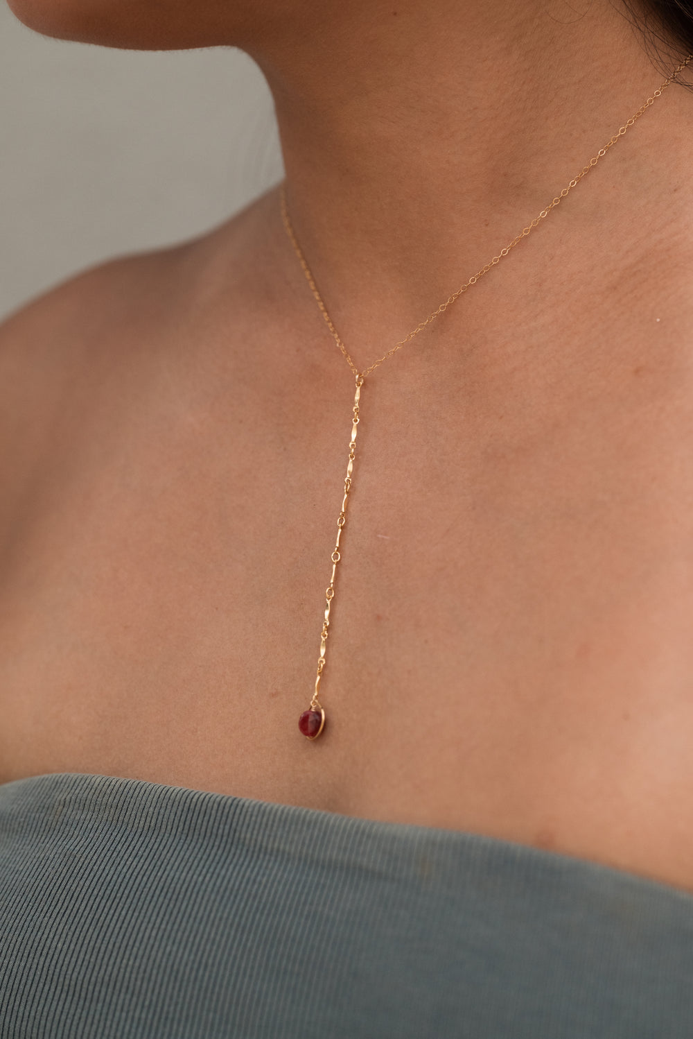 halo birthstone Y-necklace - Valentshop Jewelry