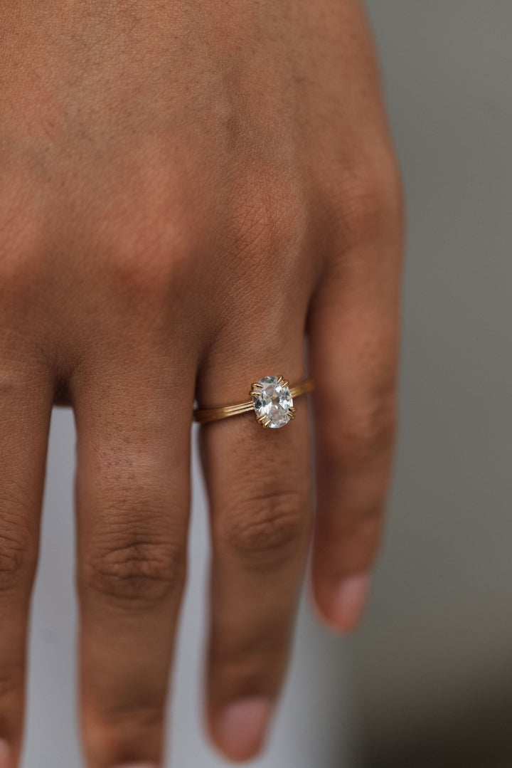 1 ctw double claw oval diamond engagement ring - Valentshop Jewelry