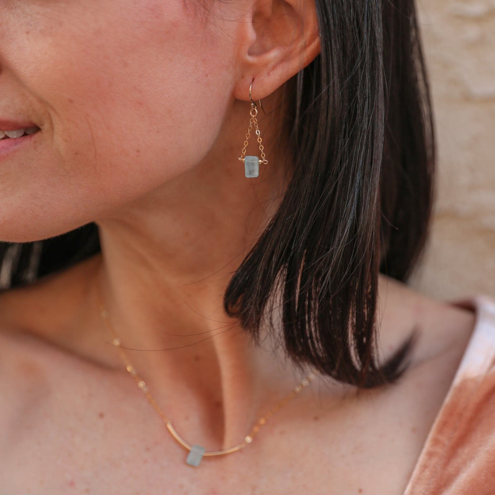 birthstone baguette trapeze earrings - Valentshop Jewelry