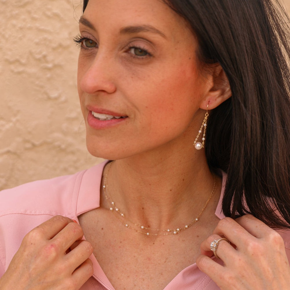 14K van luna - double-layered versatile pearl necklace14K - Valentshop Jewelry