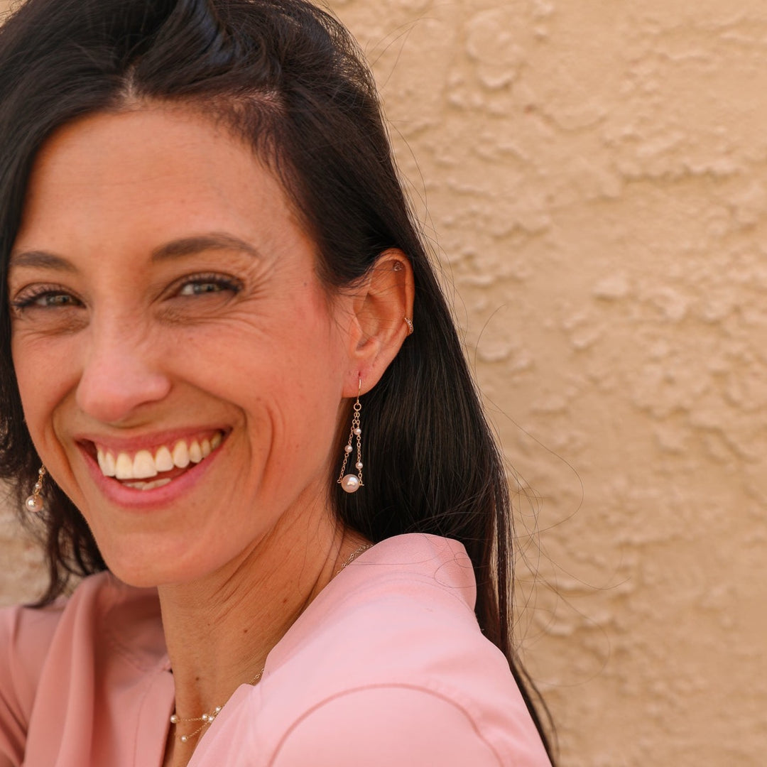 14K van luna - akoya pearl trapeze earrings - Valentshop Jewelry