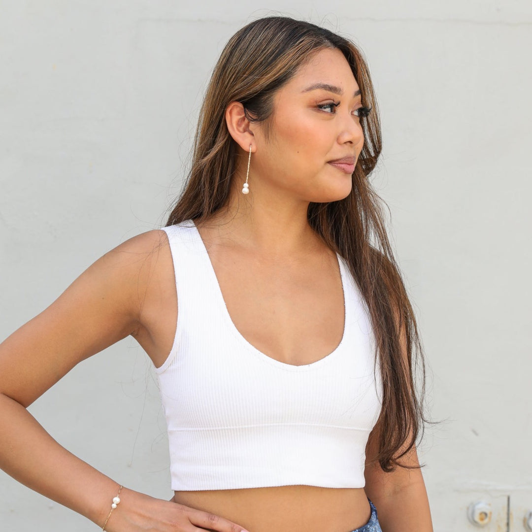 graduated duo pearl and gold bar threader earrings - Valentshop Jewelry