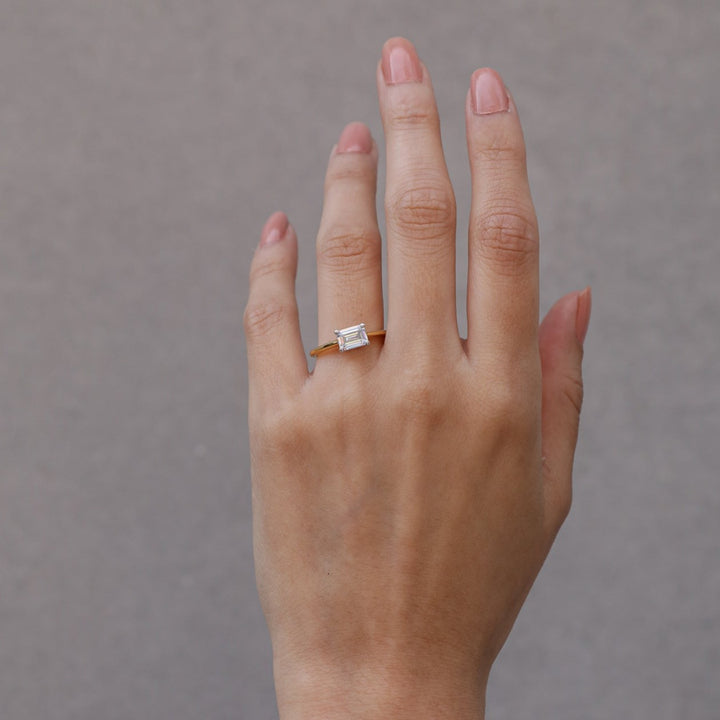 1 ctw east-west emerald-cut diamond engagement ring - valentshop.com