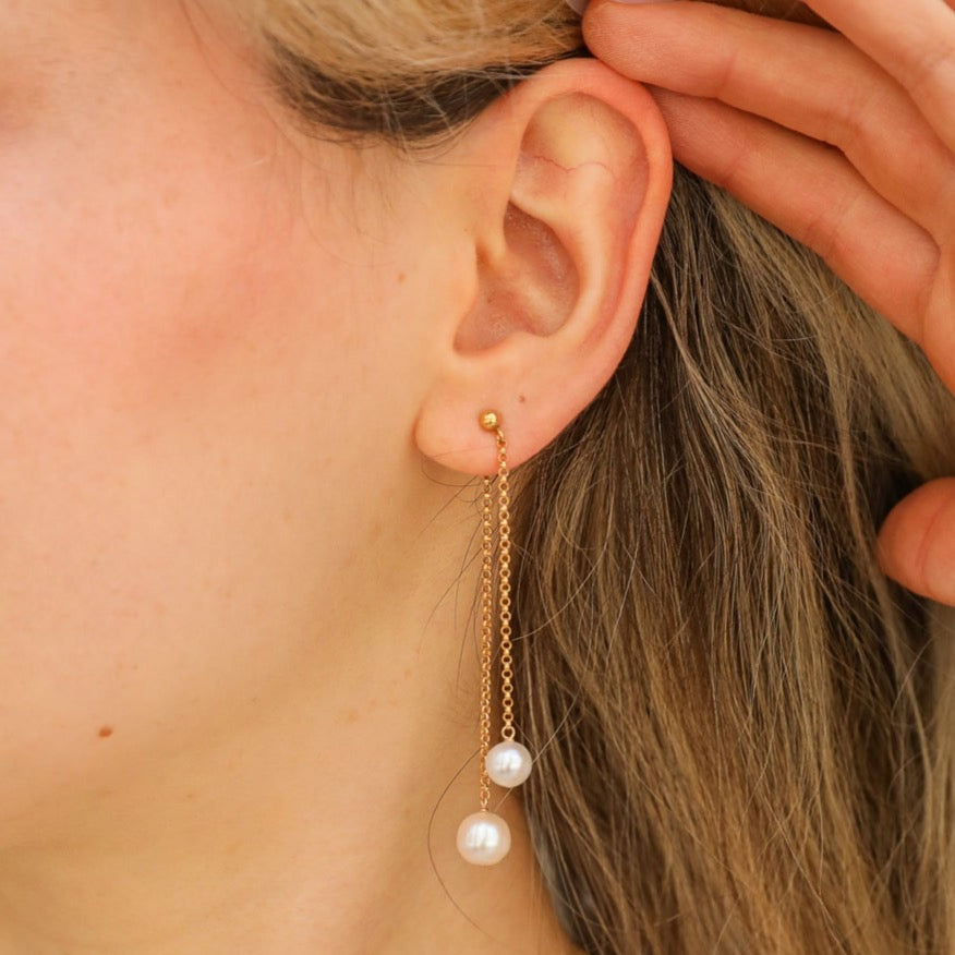 front-to-back versatile pearl duo earrings - Valentshop Jewelry