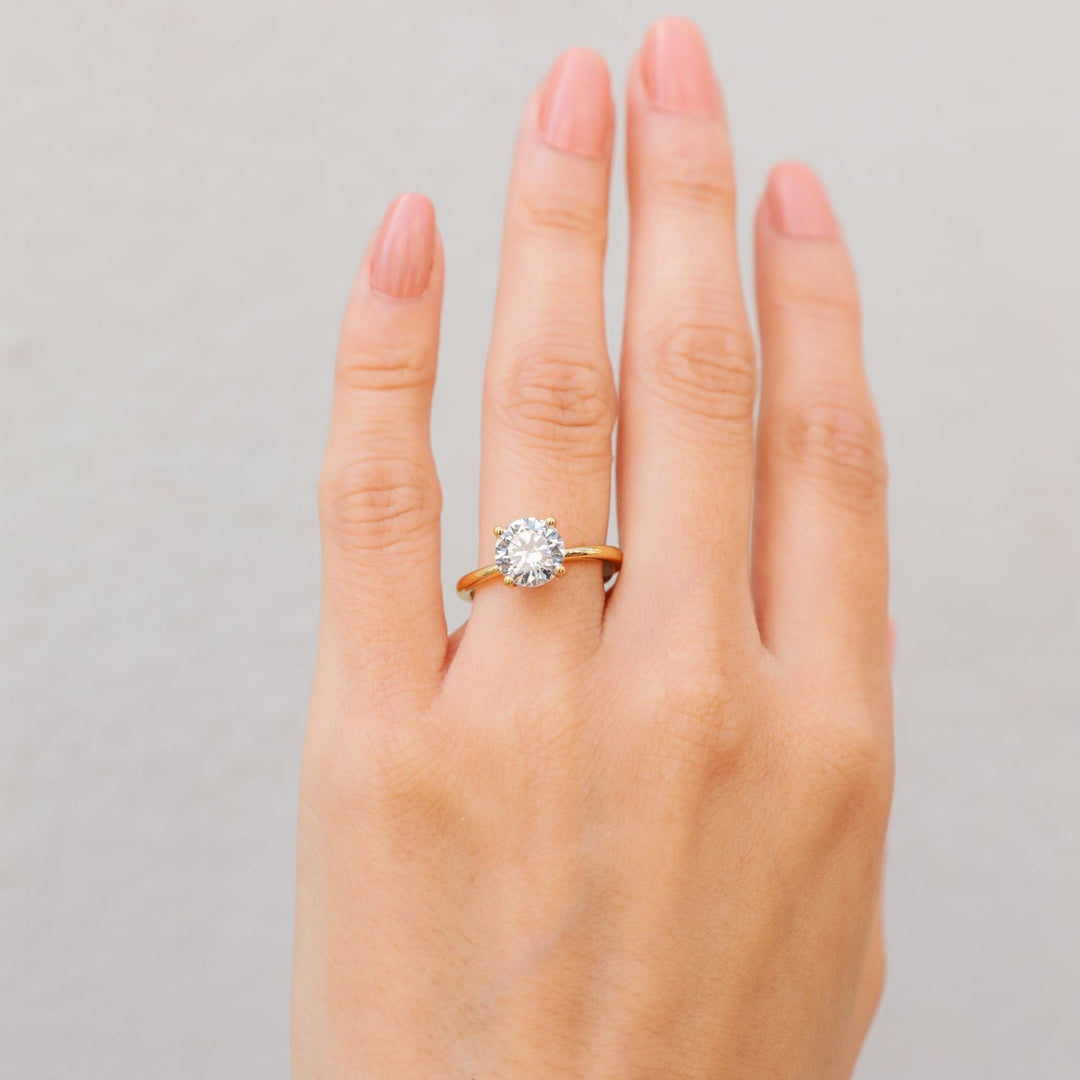 2 ctw floral solitaire round diamond engagement ring - Valentshop Jewelry