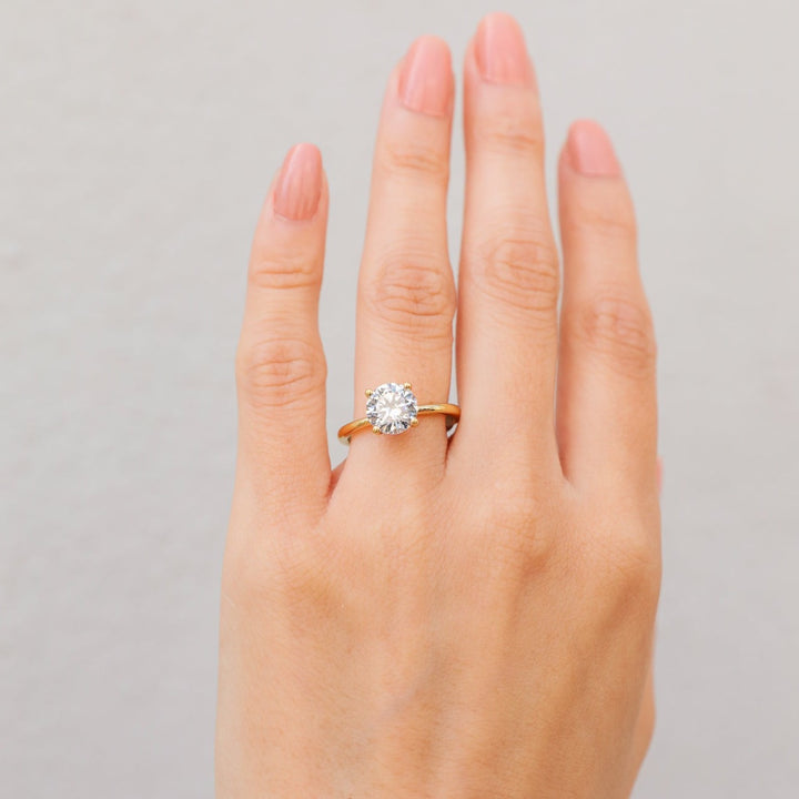 2 ctw floral solitaire round diamond engagement ring - Valentshop Jewelry