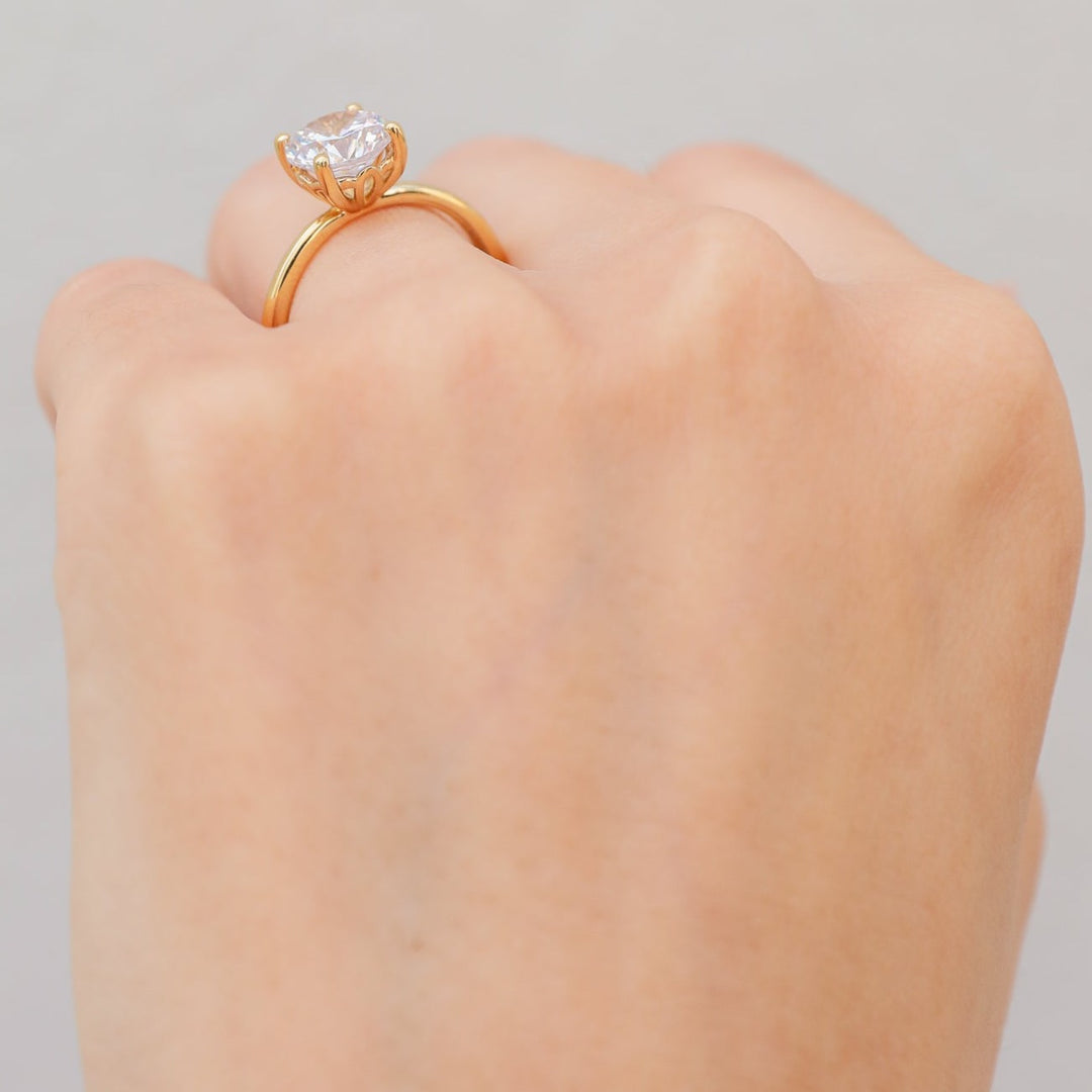 2 ctw floral solitaire round diamond engagement ring - Valentshop Jewelry