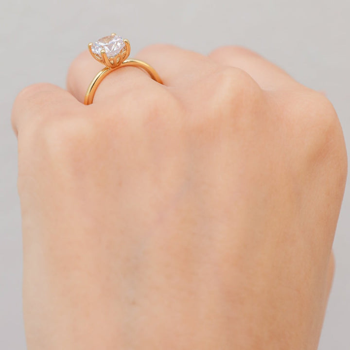 2 ctw floral solitaire round diamond engagement ring - Valentshop Jewelry