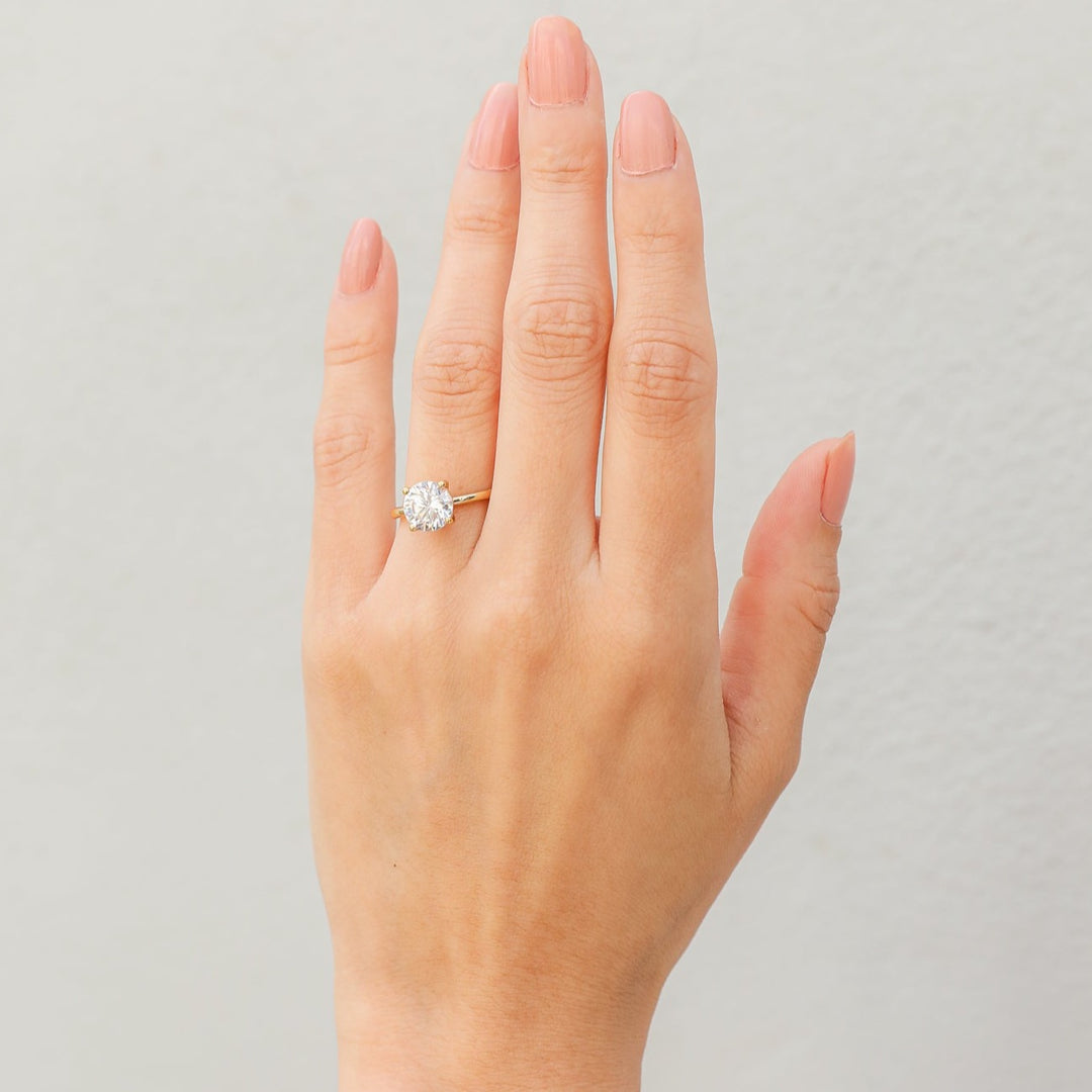 2 ctw floral solitaire round diamond engagement ring - Valentshop Jewelry