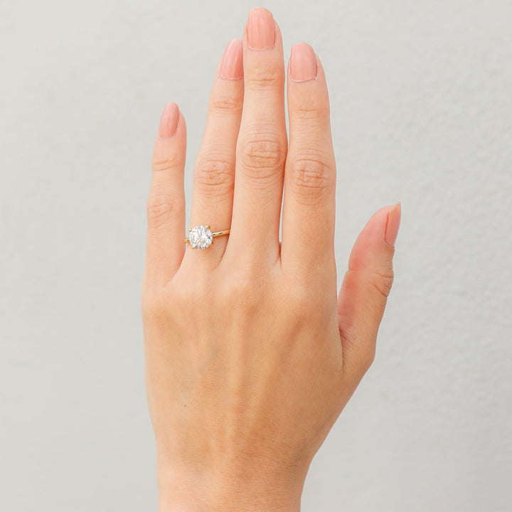 2 ctw floral solitaire round diamond engagement ring - Valentshop Jewelry