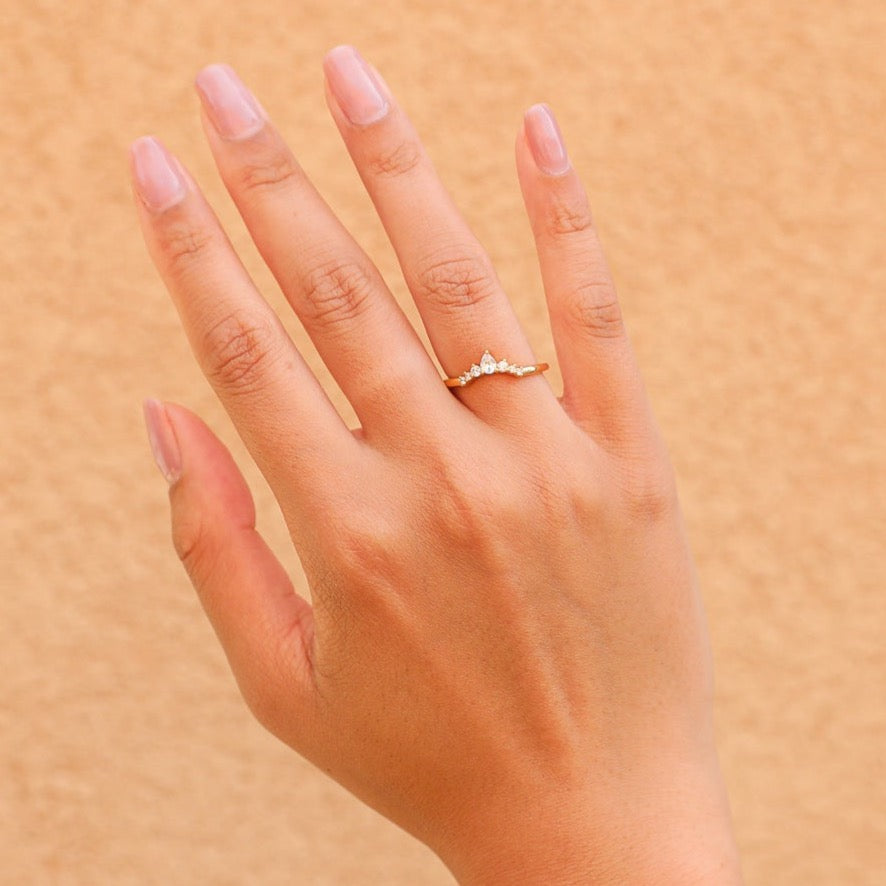 pear curved contour diamond band - Valentshop Jewelry