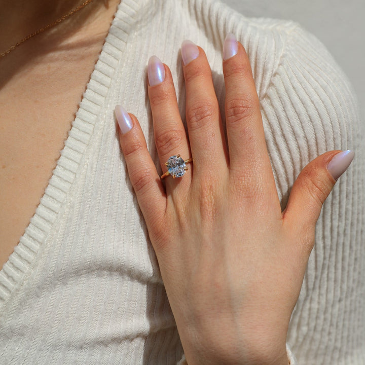 3 ctw classic solitaire oval diamond engagement ring - Valentshop Jewelry