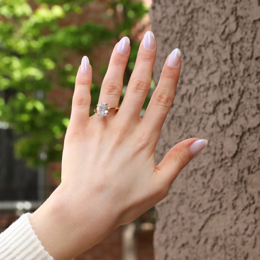 3 ctw classic solitaire oval diamond engagement ring - Valentshop Jewelry