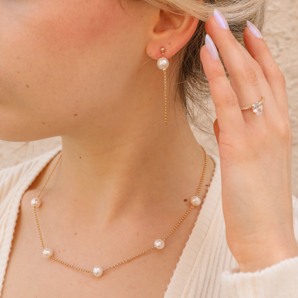 pearl chain swing earrings - Valentshop Jewelry