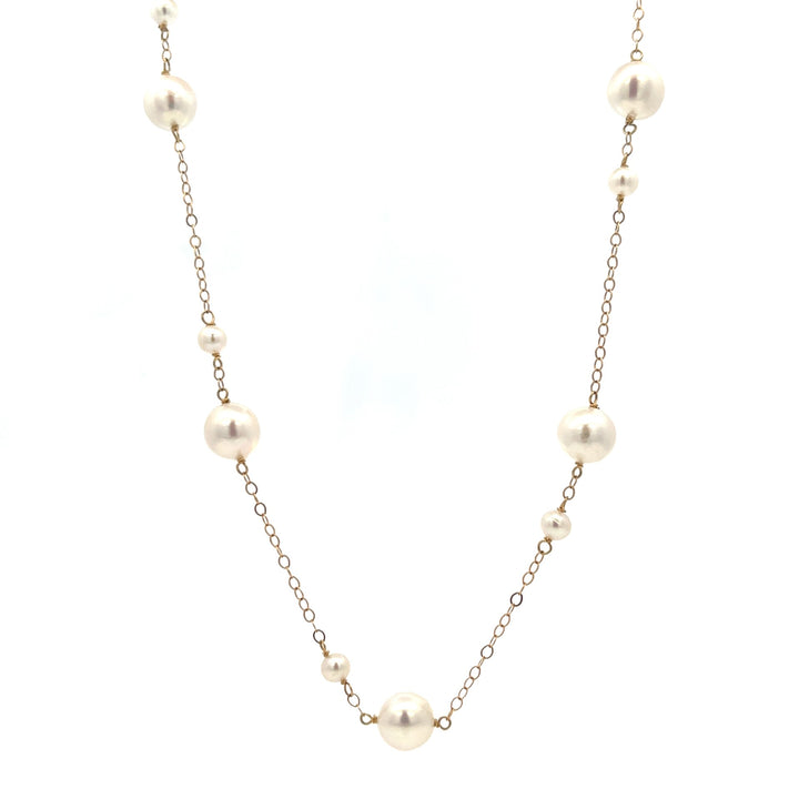 van luna - big & small akoya pearl station necklace - valentshop.com