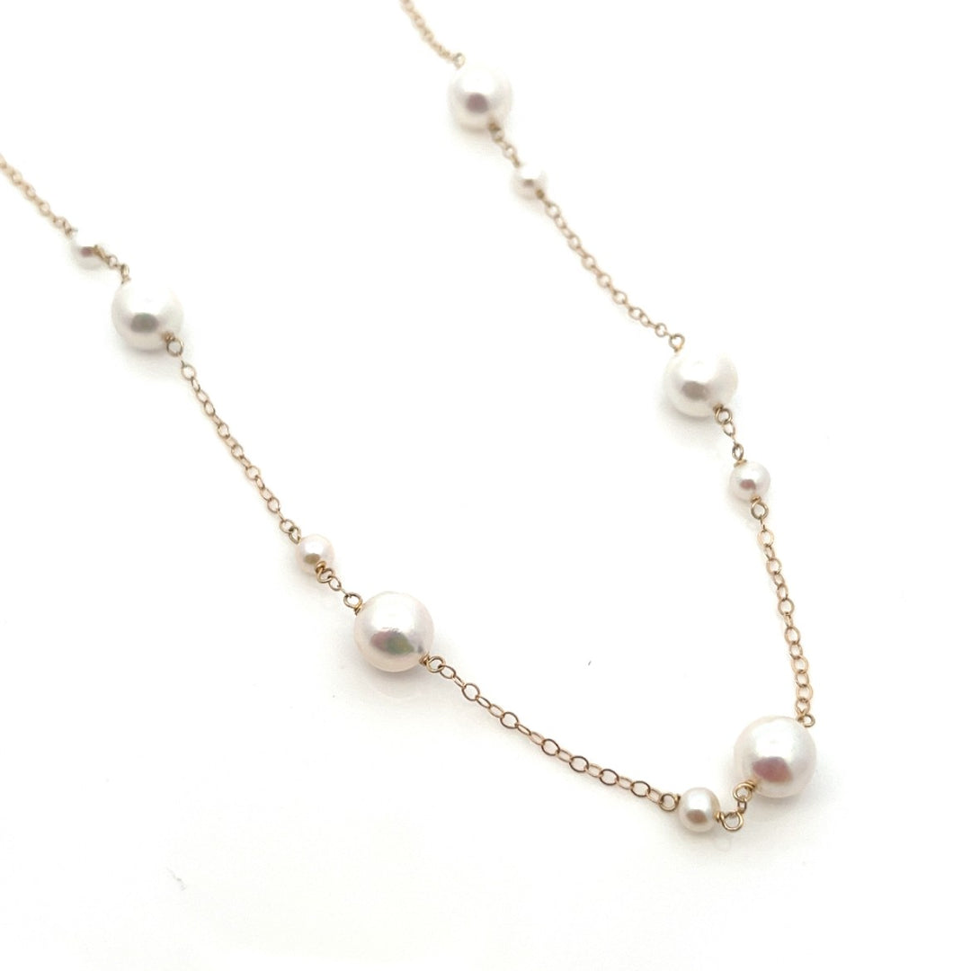van luna - big & small akoya pearl station necklace - valentshop.com