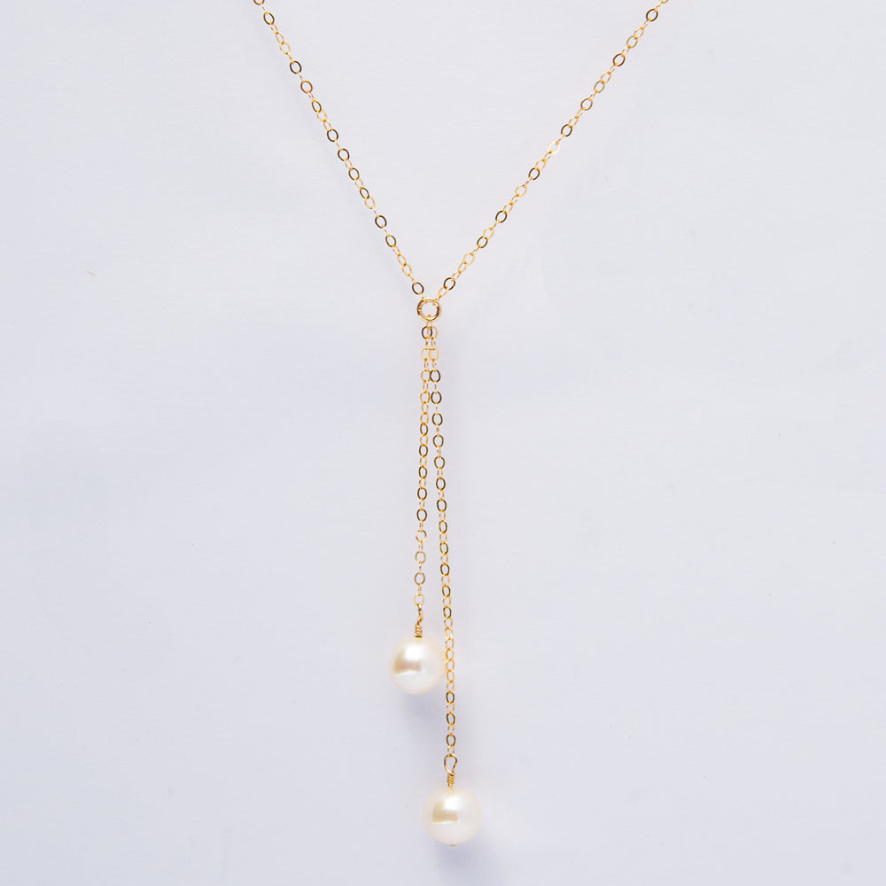asymmetrical pearl tassel Y-necklace - valentshop.com