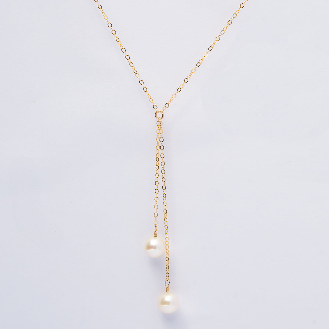 asymmetrical pearl tassel Y-necklace - valentshop.com