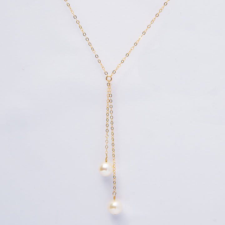 asymmetrical pearl tassel Y-necklace - valentshop.com